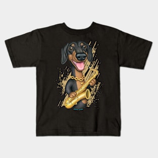 Dachshund Saxophone Player Kids T-Shirt